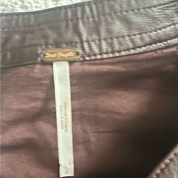 Free People Womens Fake Out Faux Leather Wrap Skirt in Oxblood - Picture 6 of 6